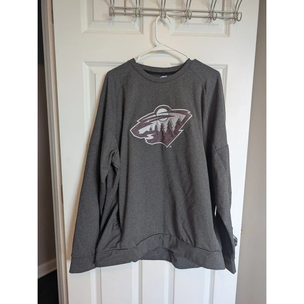 2xl UNRL x MN Wild Crossover Grey Large Logo Sweatshirt XXL Minnesota Hockey